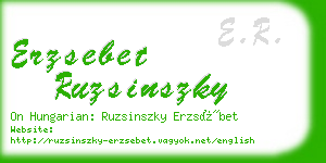 erzsebet ruzsinszky business card